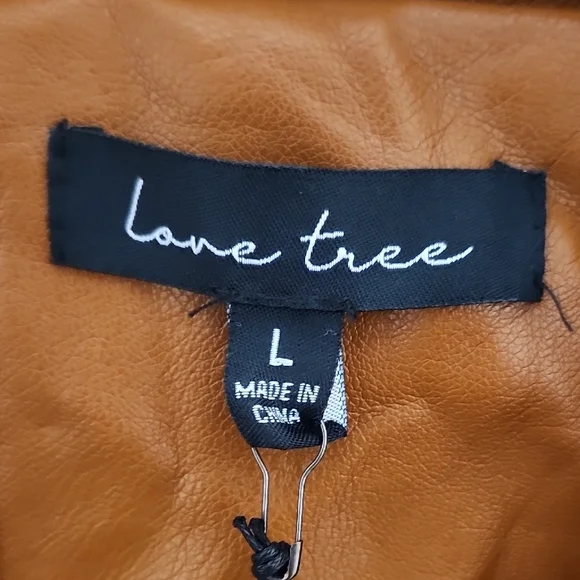 Love Tree Brown and Gold Leather Motorcycle Jacket - Picture 2 of 14